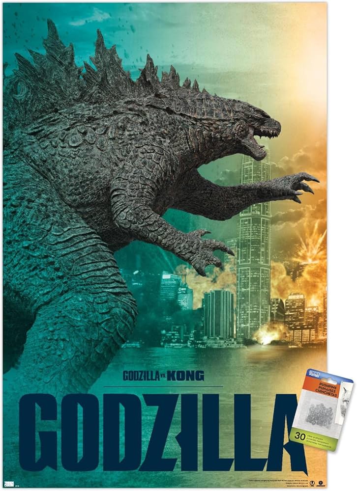 Amazon.com: Godzilla vs. Kong - Godzilla Wall Poster with Pushpins