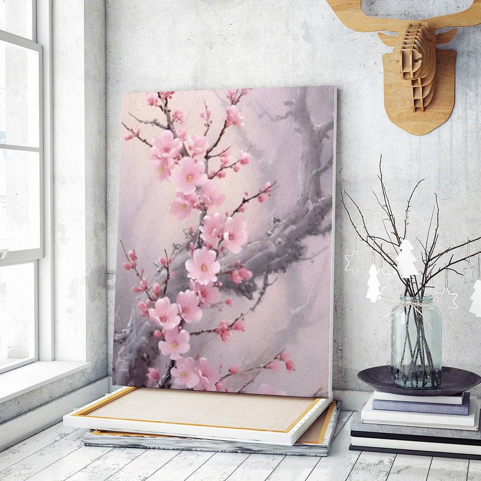 Amazon | 咲く梅の花 数字キットによる絵画 数字油絵 自然な調和 伝統