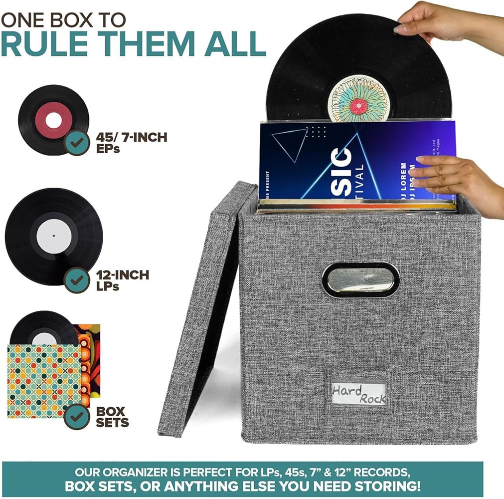 Amazon.co.jp: 蓋付きビニールレコード収納ボックス - 積み重ね可能な