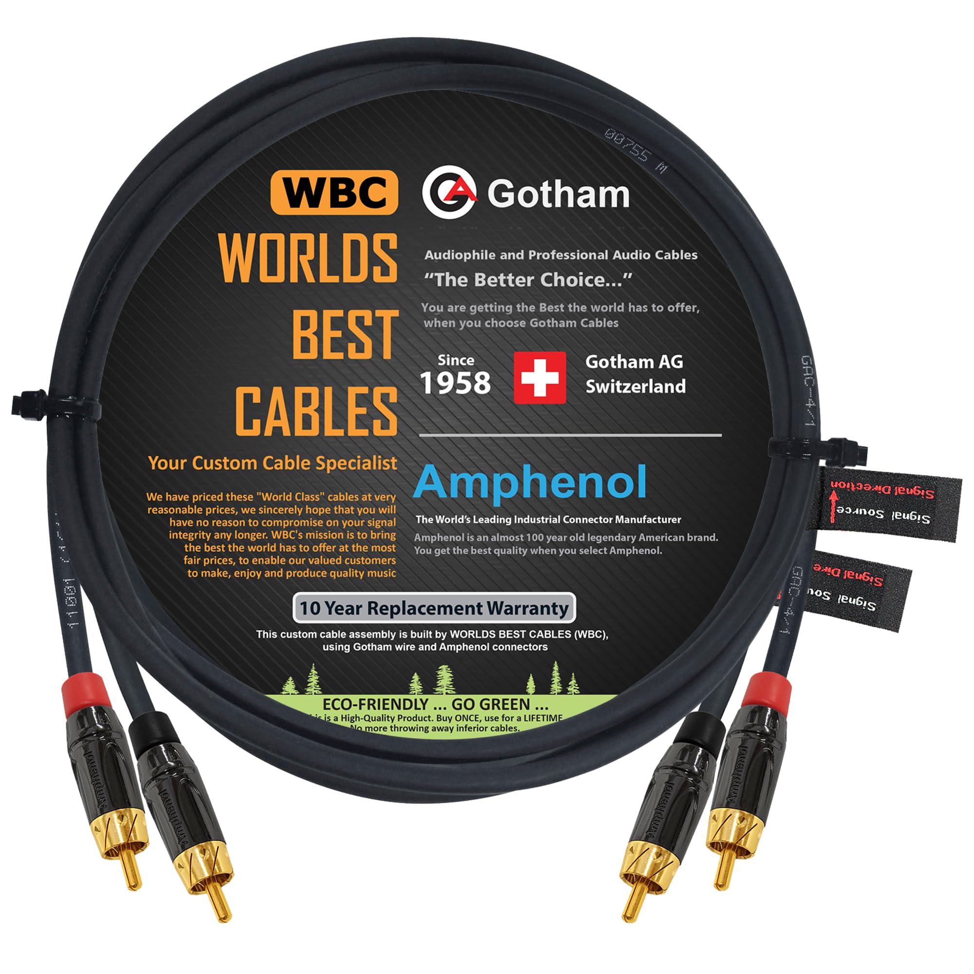 Amazon.com: 3 Foot RCA Cable Pair - Gotham GAC-4/1 (Black) Star