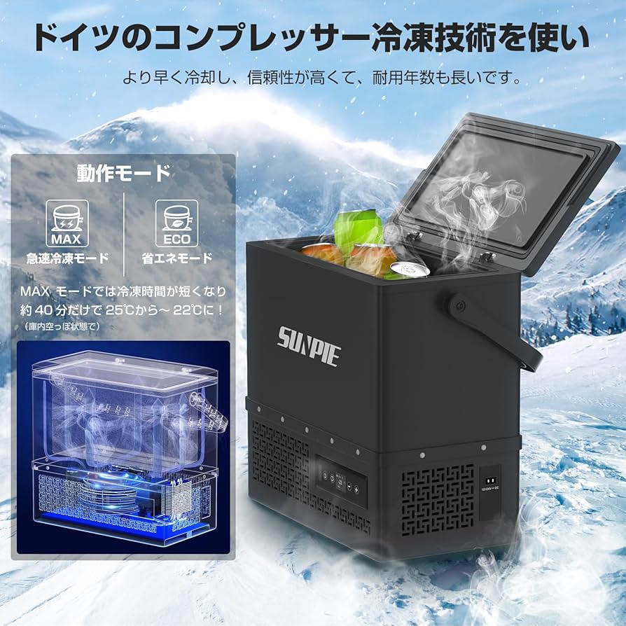 Amazon.co.jp: 「SUNPIE」車載冷蔵庫 15L 小型 着脱式バッテリー内蔵