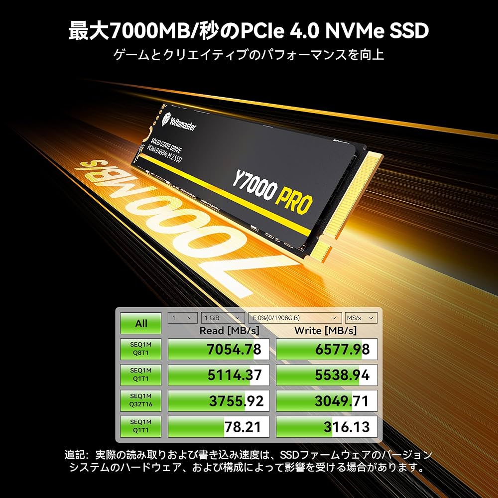 Amazon | Yottamaster 内蔵 SSD 4TB PCIe Gen4x4 M.2 NVMe 2280 最大