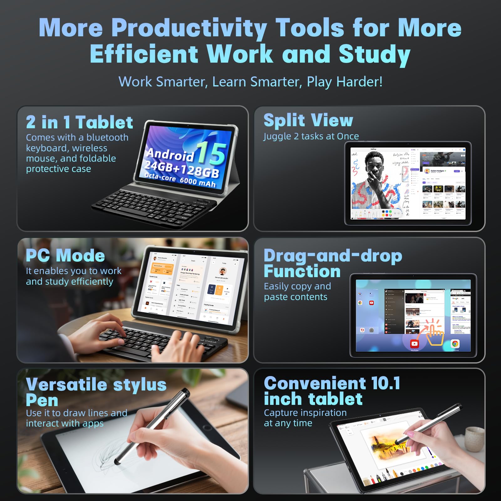Amazon.co.jp: Android 15 タブレット 10インチ、24GB RAM 128 ROM