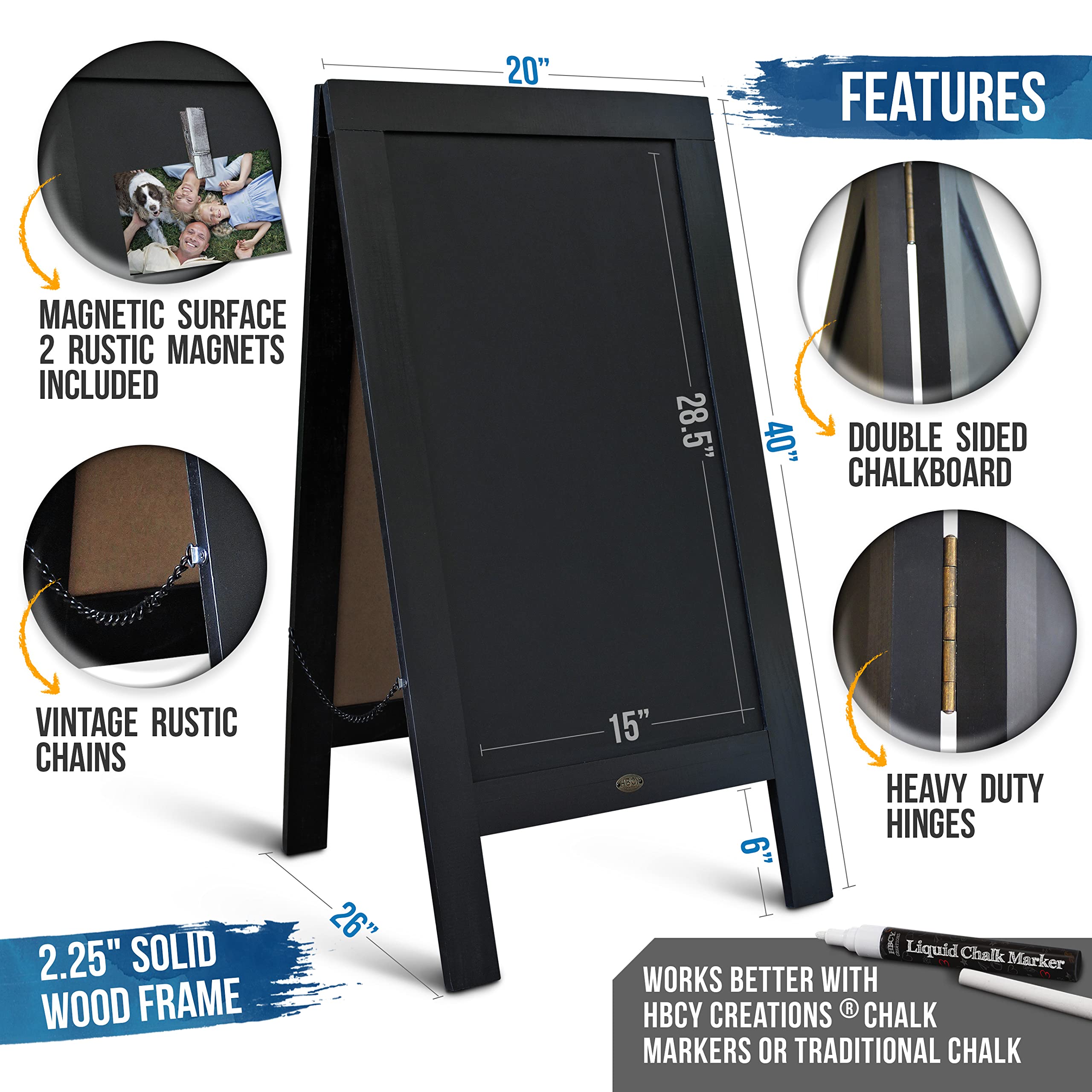 Amazon | 素朴なビンテージ ブラック 木製 Aフレーム 黒板/歩道黒板