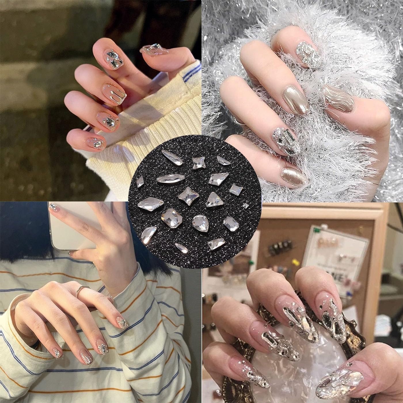 Amazon.co.jp: BRIIKPP ネイルストーンセット ぴかぴか光る ミックス