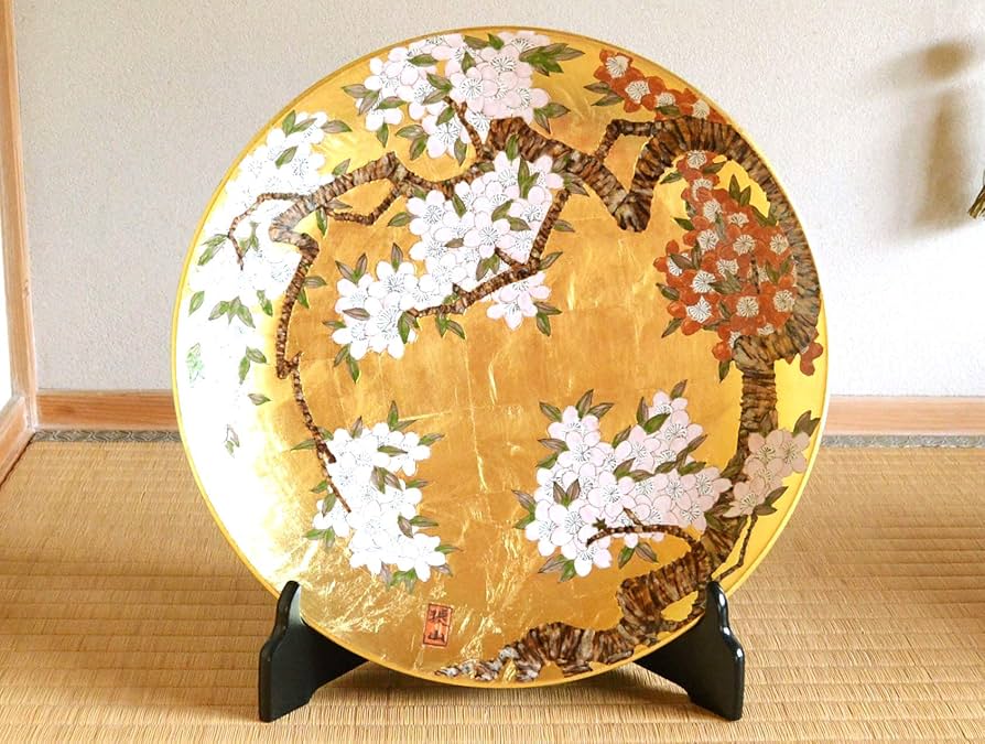 Amazon.co.jp: 飾り皿 絵皿 大皿 スタンド付き 有田焼 琥山窯 陶器