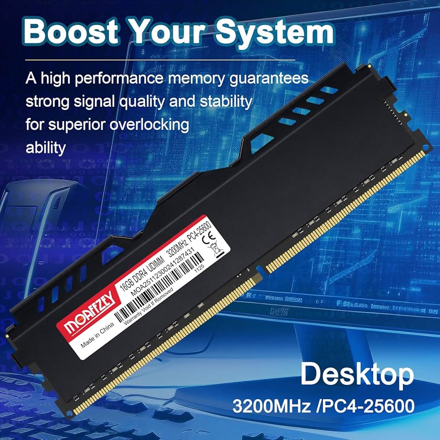 Moaffzey DDR4 RAM 16GB 3200MHz Desktop RAM PC4-25600 UDIMM Non-ECC
