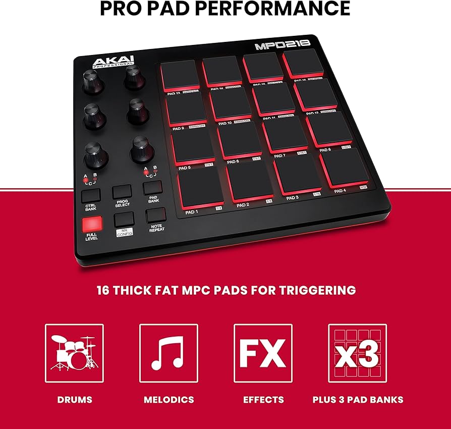 Amazon.com: Akai Professional MPD218 - USB MIDI Controller with 16