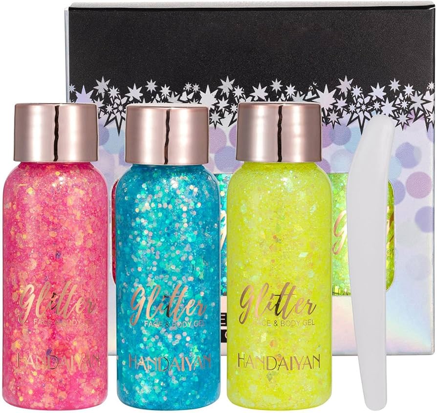 Amazon | ボディグリッタージェル、パーティー用汗止めヘアグリッター