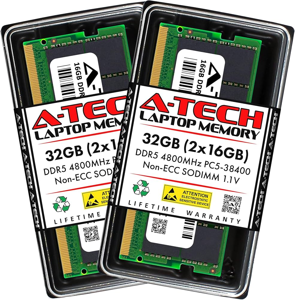 A-Tech 32GB Kit (2x16GB) DDR5 4800MHz PC5-38400 CL40 SODIMM 1.1V