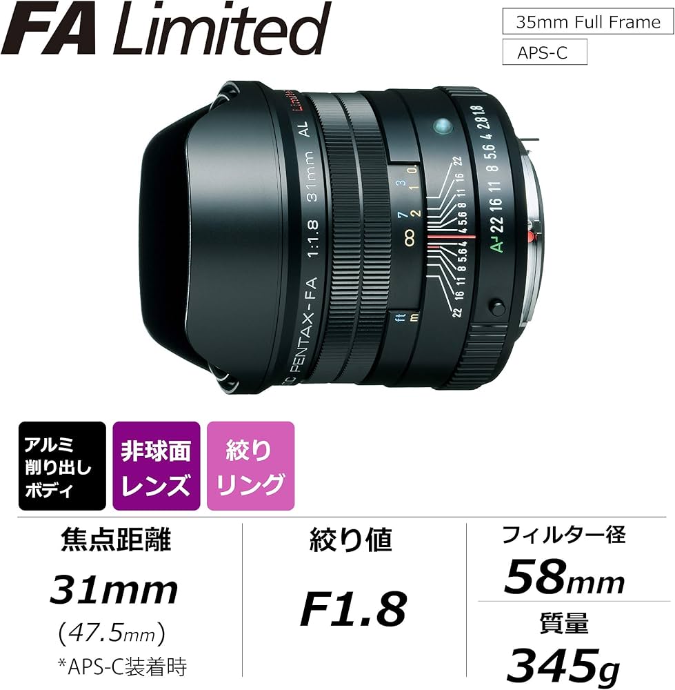 Amazon | smc PENTAX-FA31mmF1.8AL Limited ブラック 広角単焦点レンズ