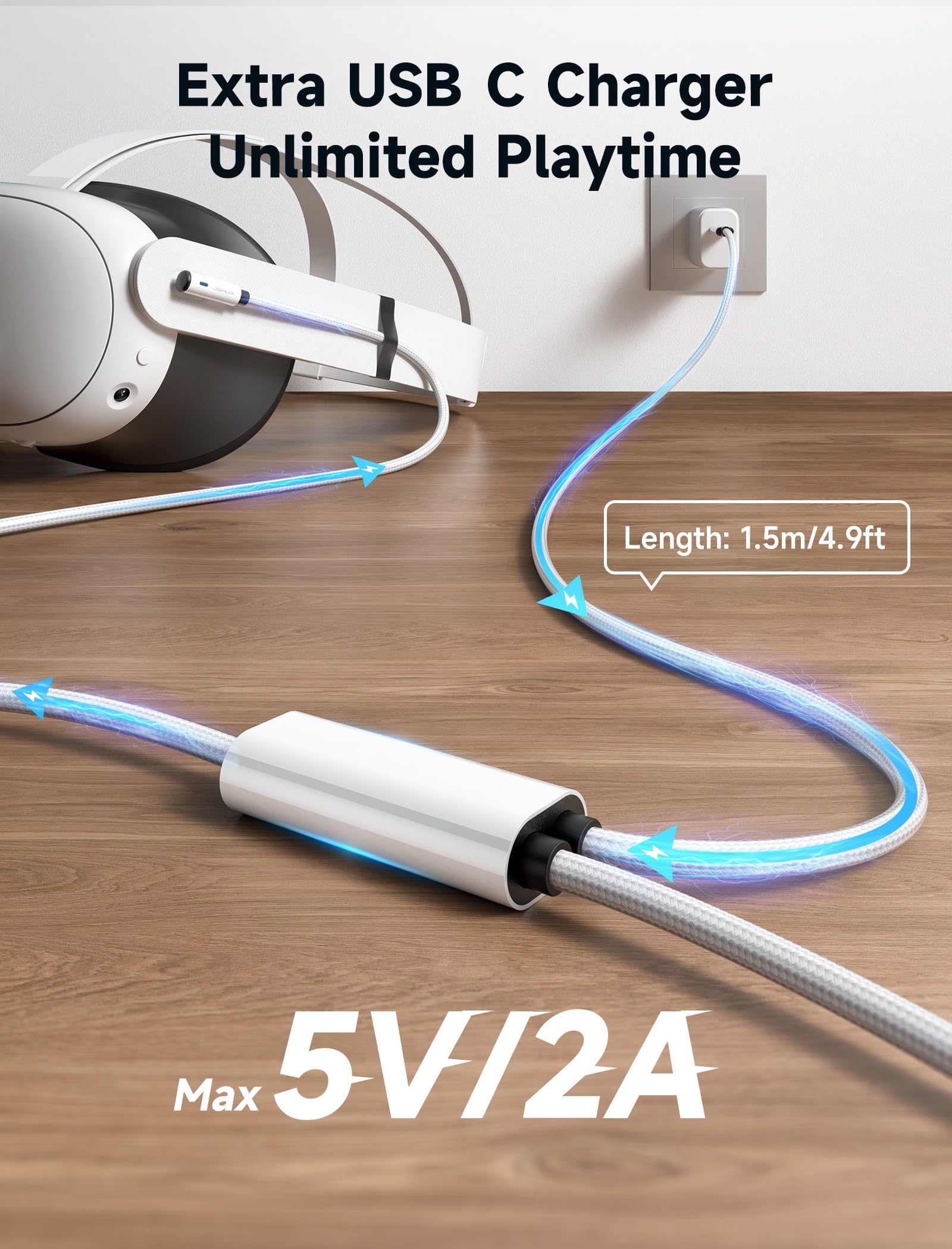 Amazon.co.jp: JSAUX リンクケーブル 5M 10W充電対応、Linkケーブル VR