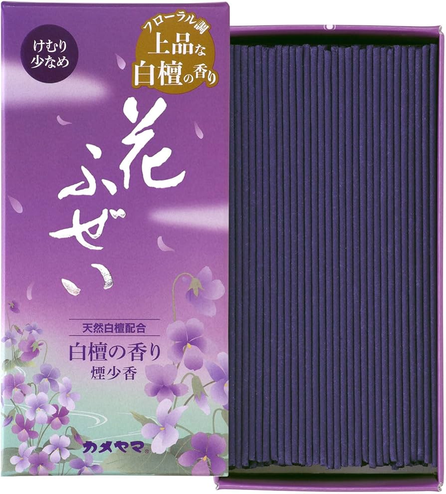 Amazon.co.jp: カメヤマ 花ふぜい 紫 煙少香 約100g 約230本 白檀の