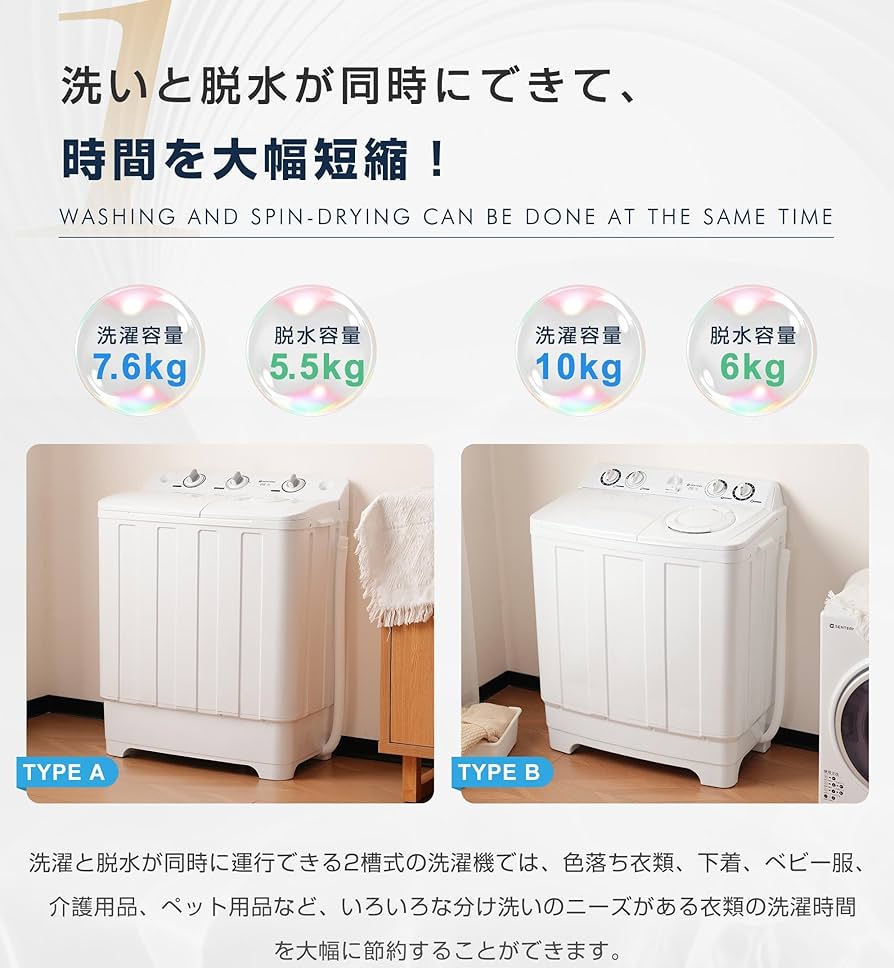 Amazon.co.jp: 洗濯機 洗濯容量10kg 脱水容量6kg キレイ タイマー
