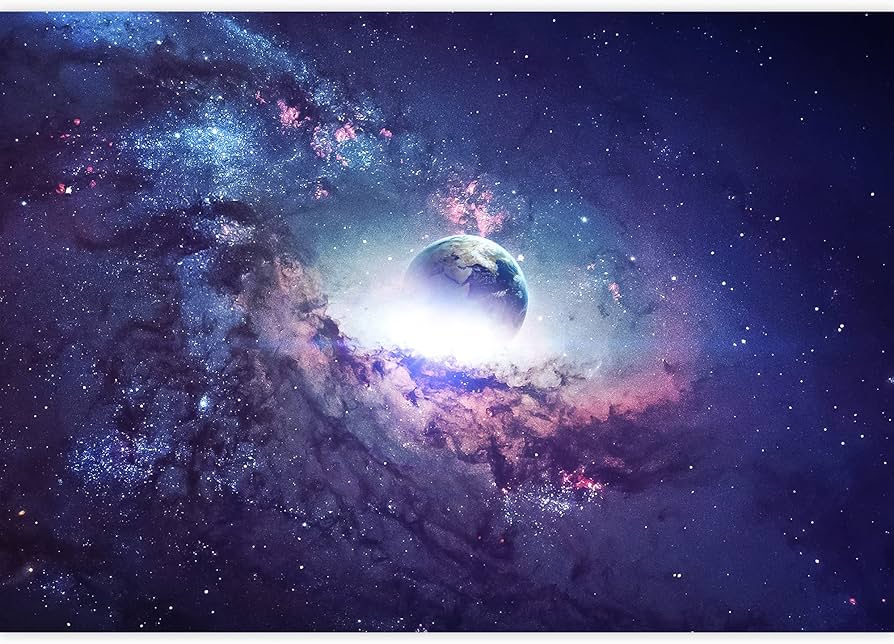 wall26 - Purple Galaxy Planet Space Stars - Canvas Art Wall Decor