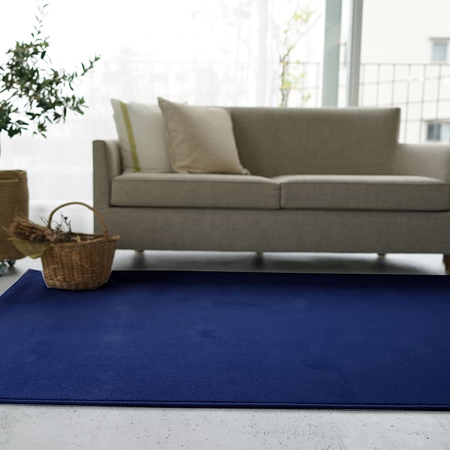 Amazon｜スミノエ(Suminoe) ラグ コバルトブルー 100×140cm 防炎