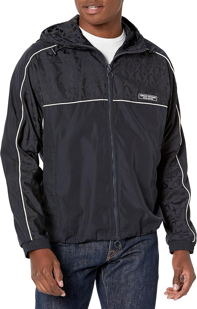 Armani Exchange Men's All over Jacquard Jacket, D. Navy/Black Word