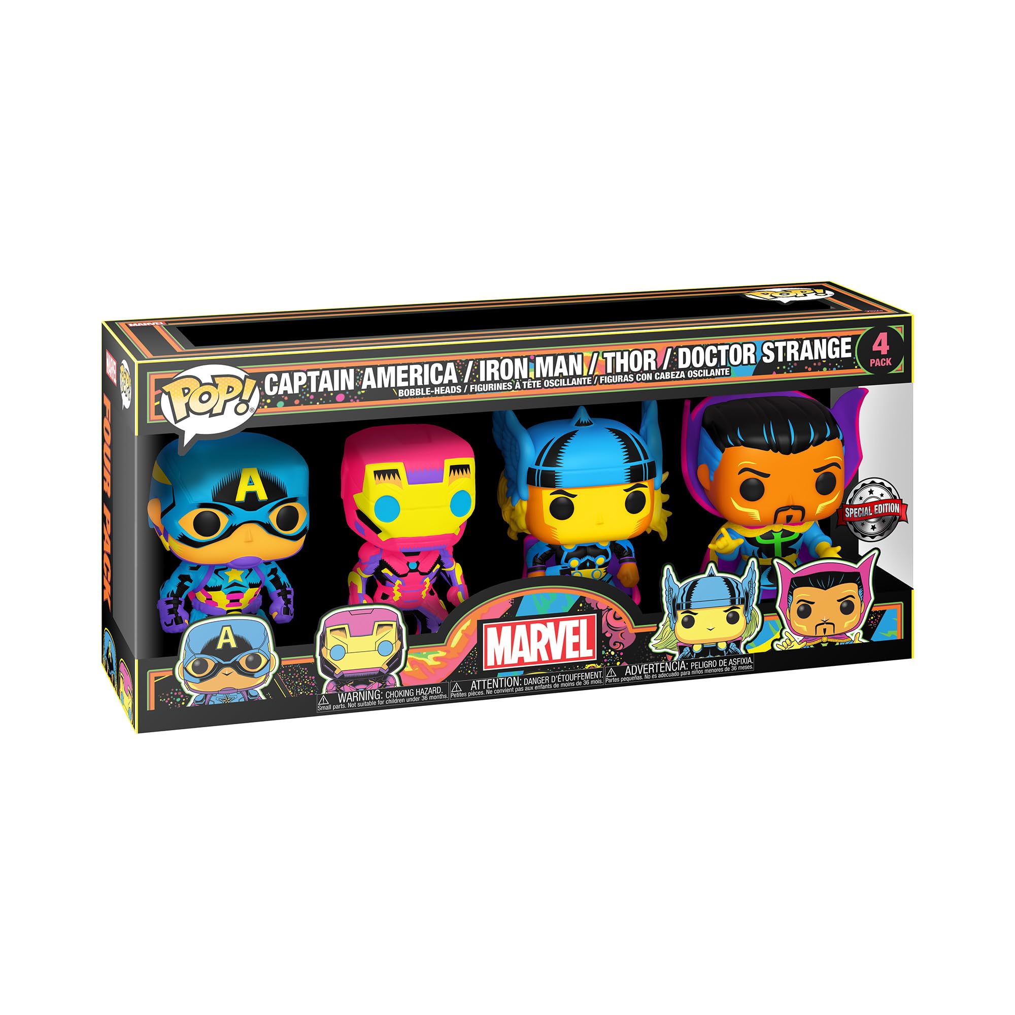 Amazon.com: Funko Pop! Marvel: Blacklight - Captain America - 4PK