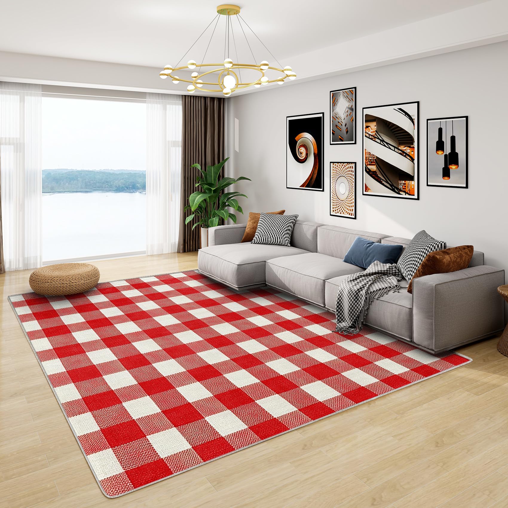 Ohouse BWTZラグ タイルチェック レッド 韓国インテリア160×240 Ohouse