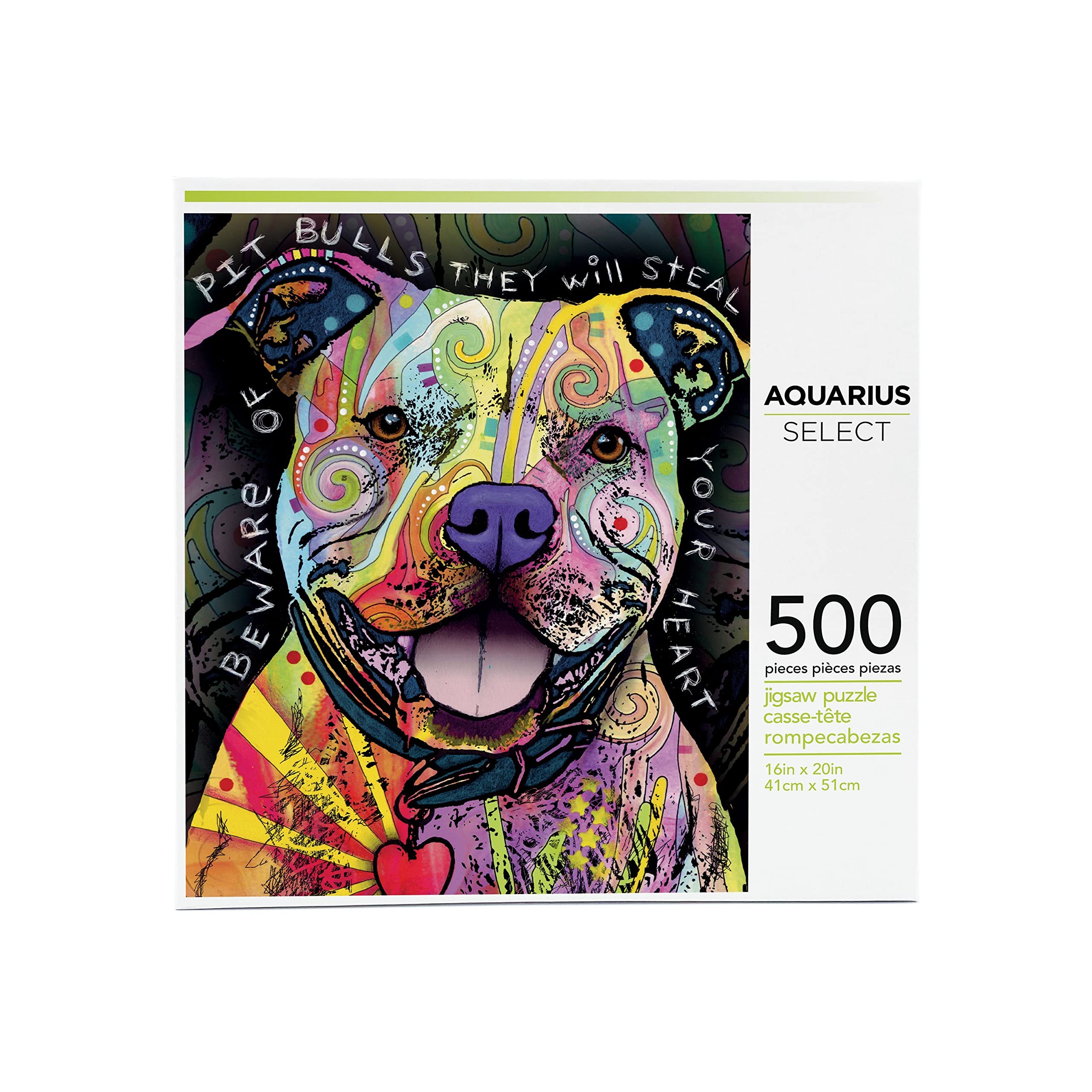 Amazon.com: AQUARIUS Dean Russo Beware Pit Bull 500 Piece Jigsaw