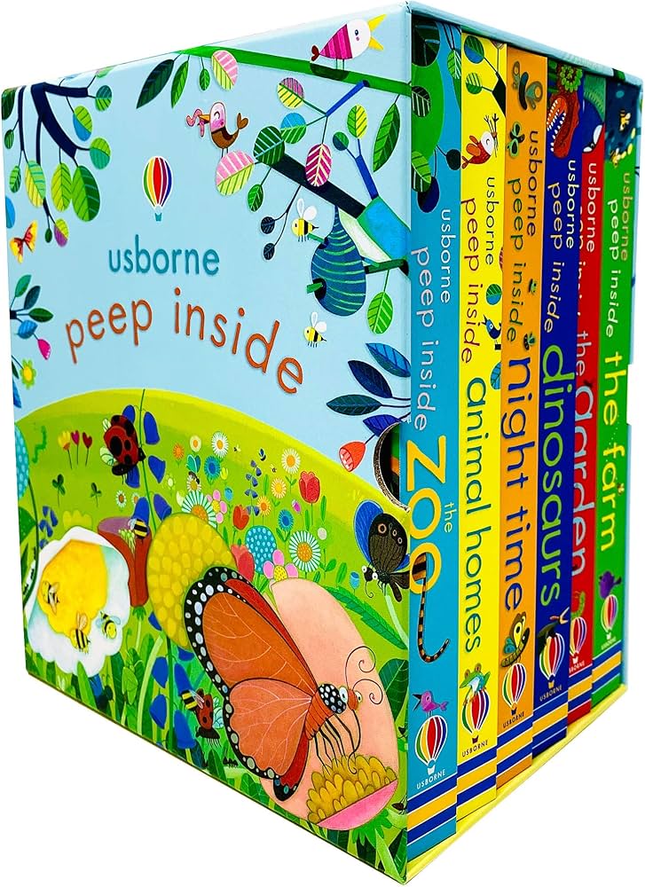 Peep Inside 6 Books Collection Box Set by Usborne (Zoo, Animal
