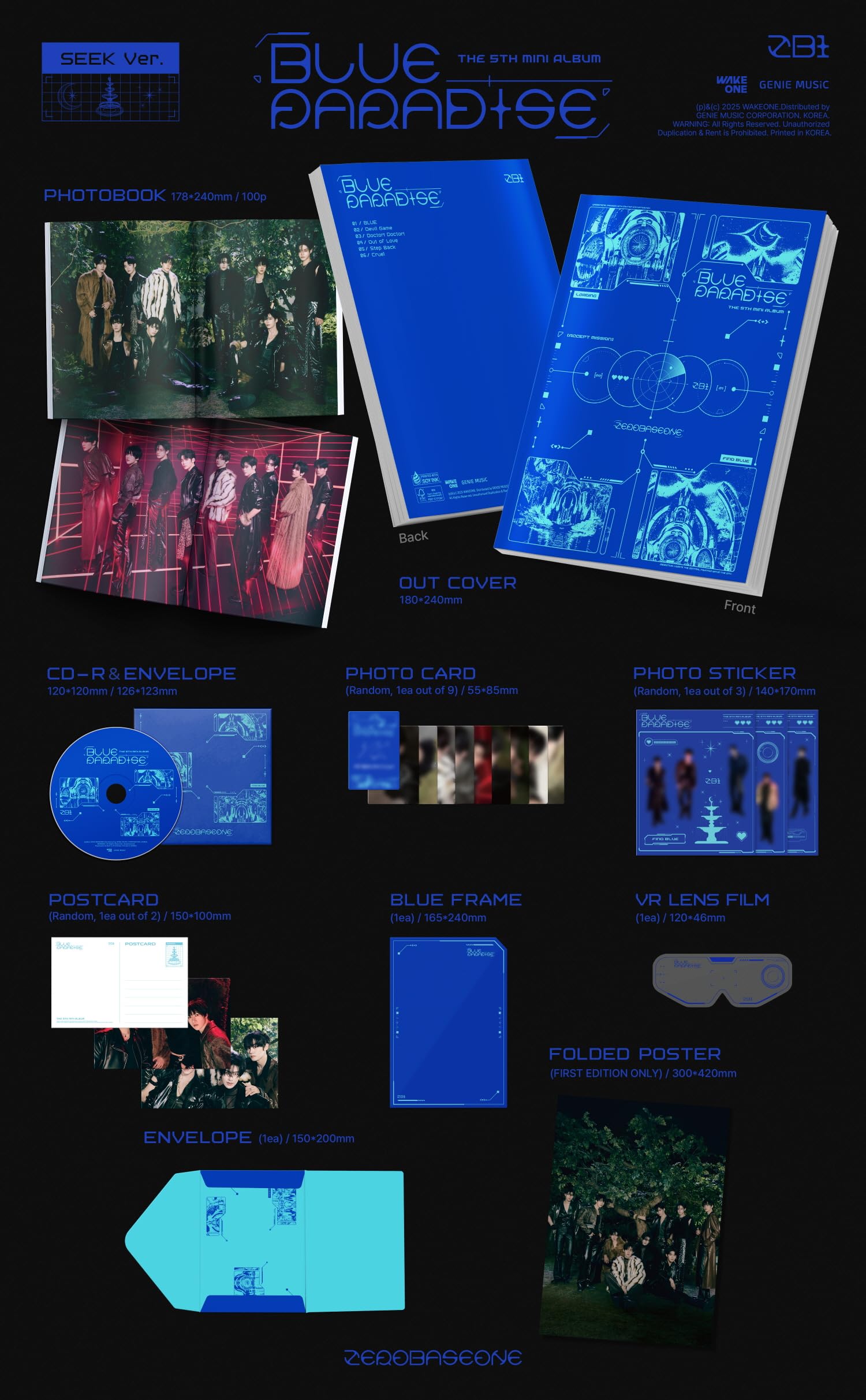 Amazon.com: ZEROBASEONE BLUE PARADISE 5th Mini Album with Tracking
