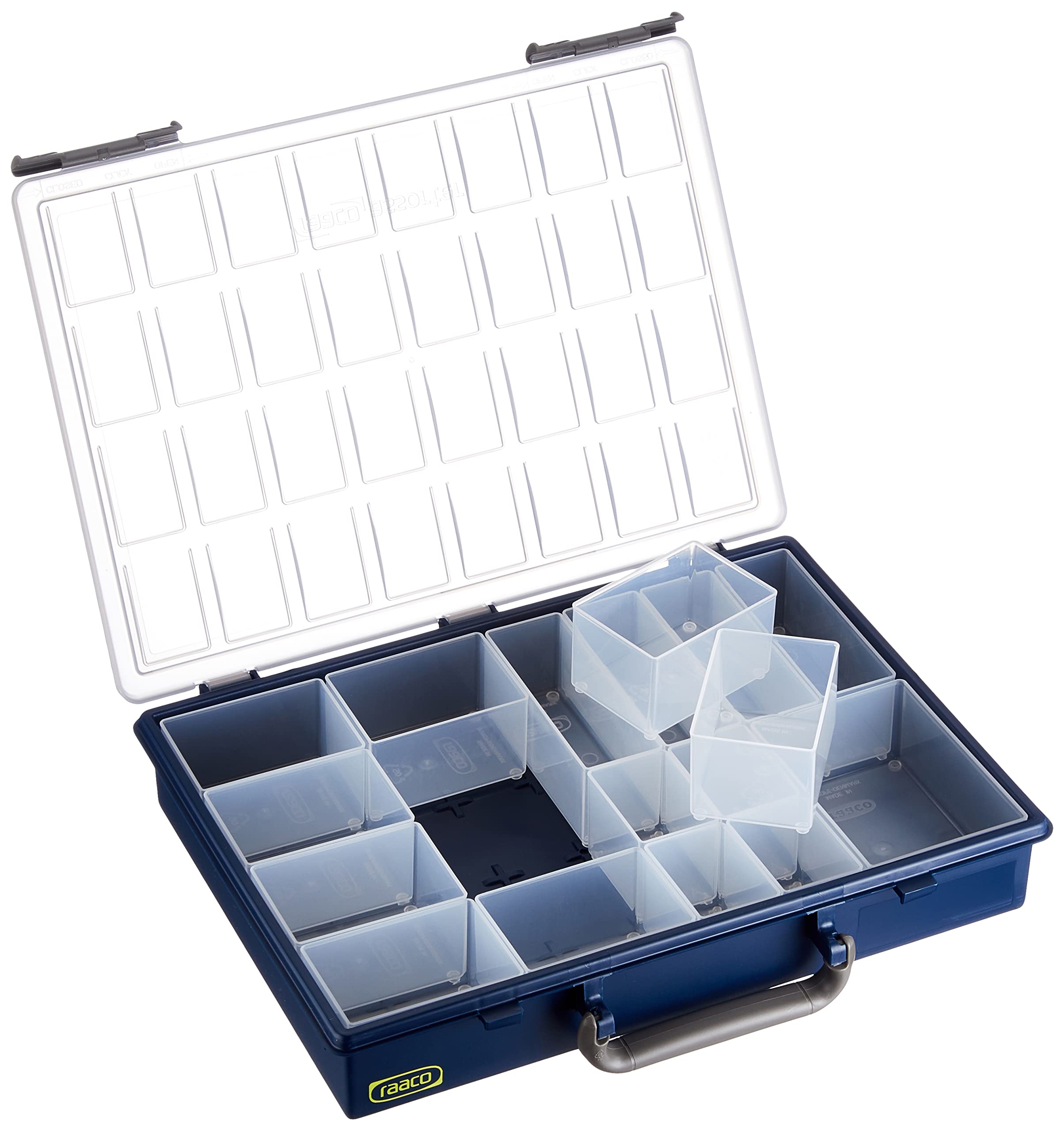 Raaco 136242 Portable Handy Box + 4 A4 Assorters, Black/Blue