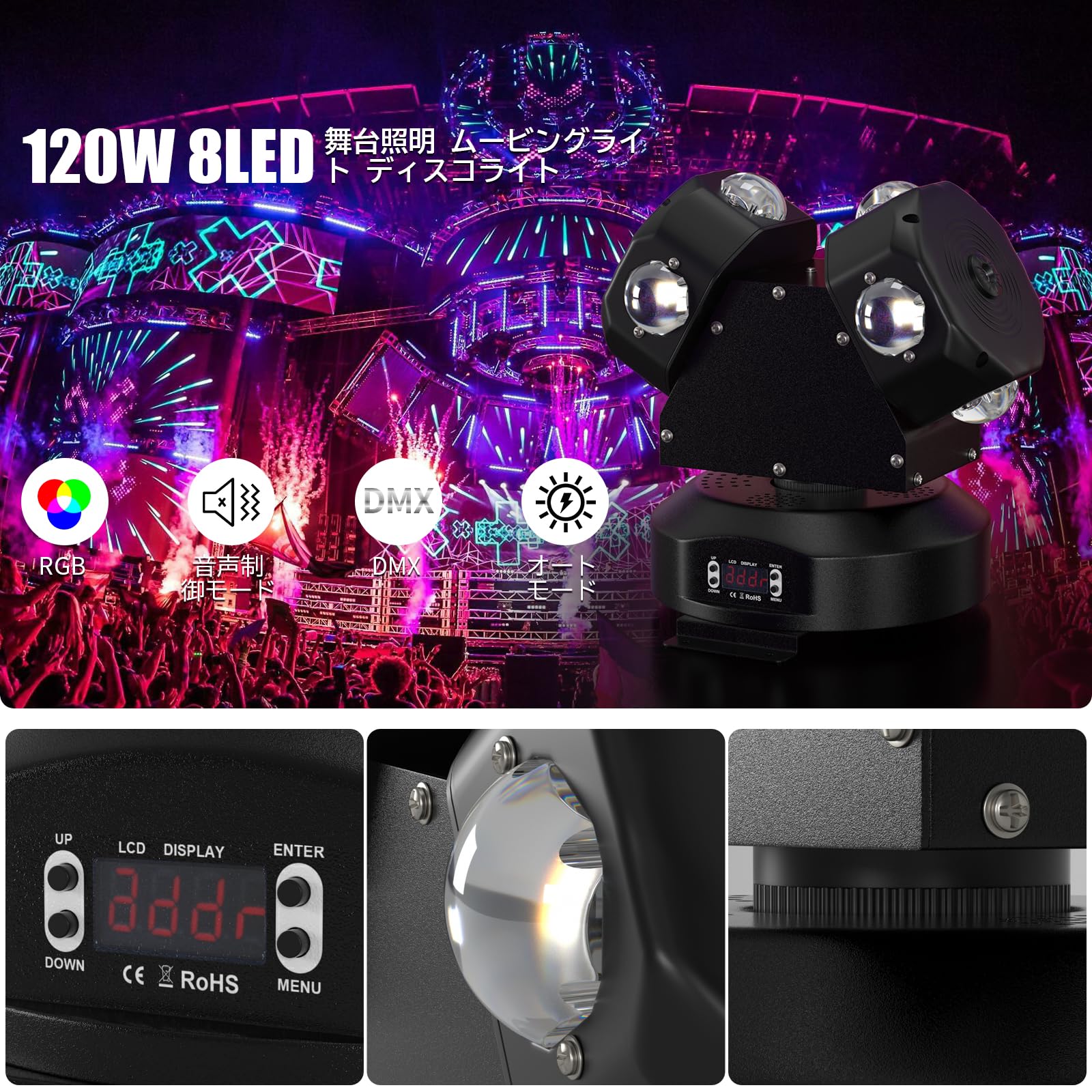 Amazon.co.jp: Bruce & Shark(ブルース・サメ) 120W 8LED 舞台照明