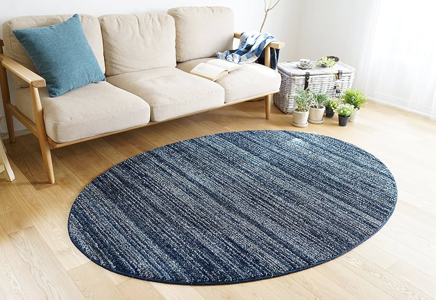 Amazon｜スミノエ(Suminoe) ラグ ネイビーグレー 楕円形 140×200cm 防