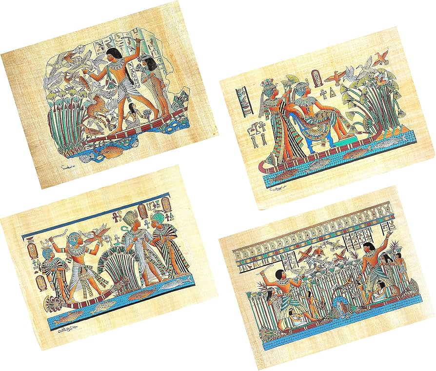 Amazon.co.jp: NileCart エジプトのパピルス絵画 オリジナル手描き