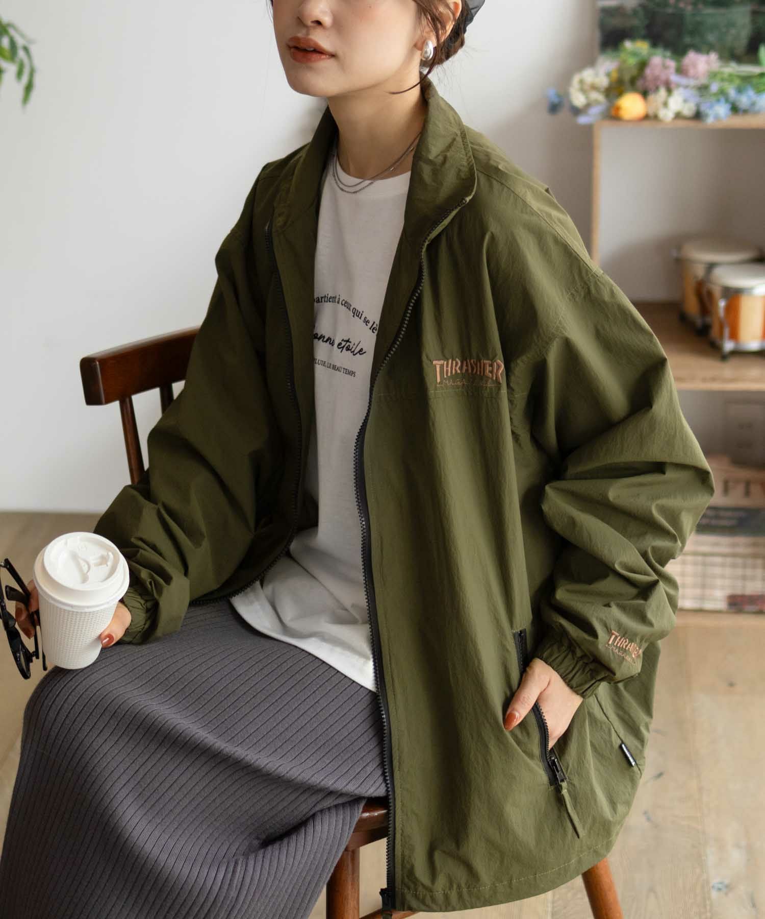 THRASHER 総柄裏地付きナイロンジャケット メンズ