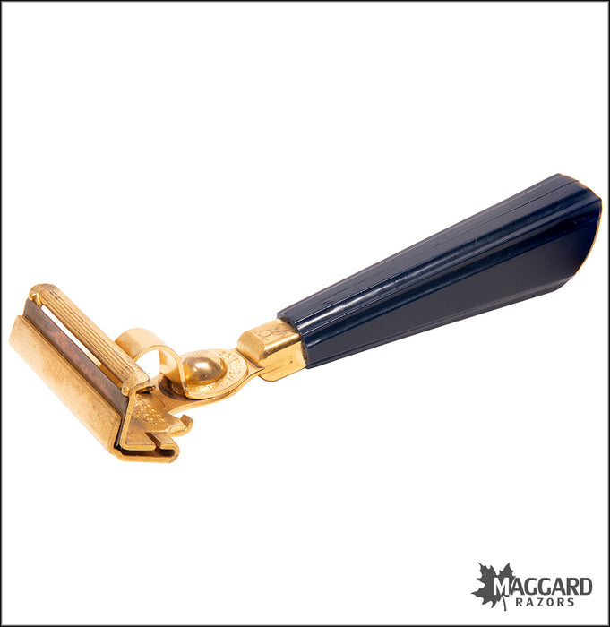 1143 Vintage Schick Eversharp Injector, Gold with Navy Blue Handle