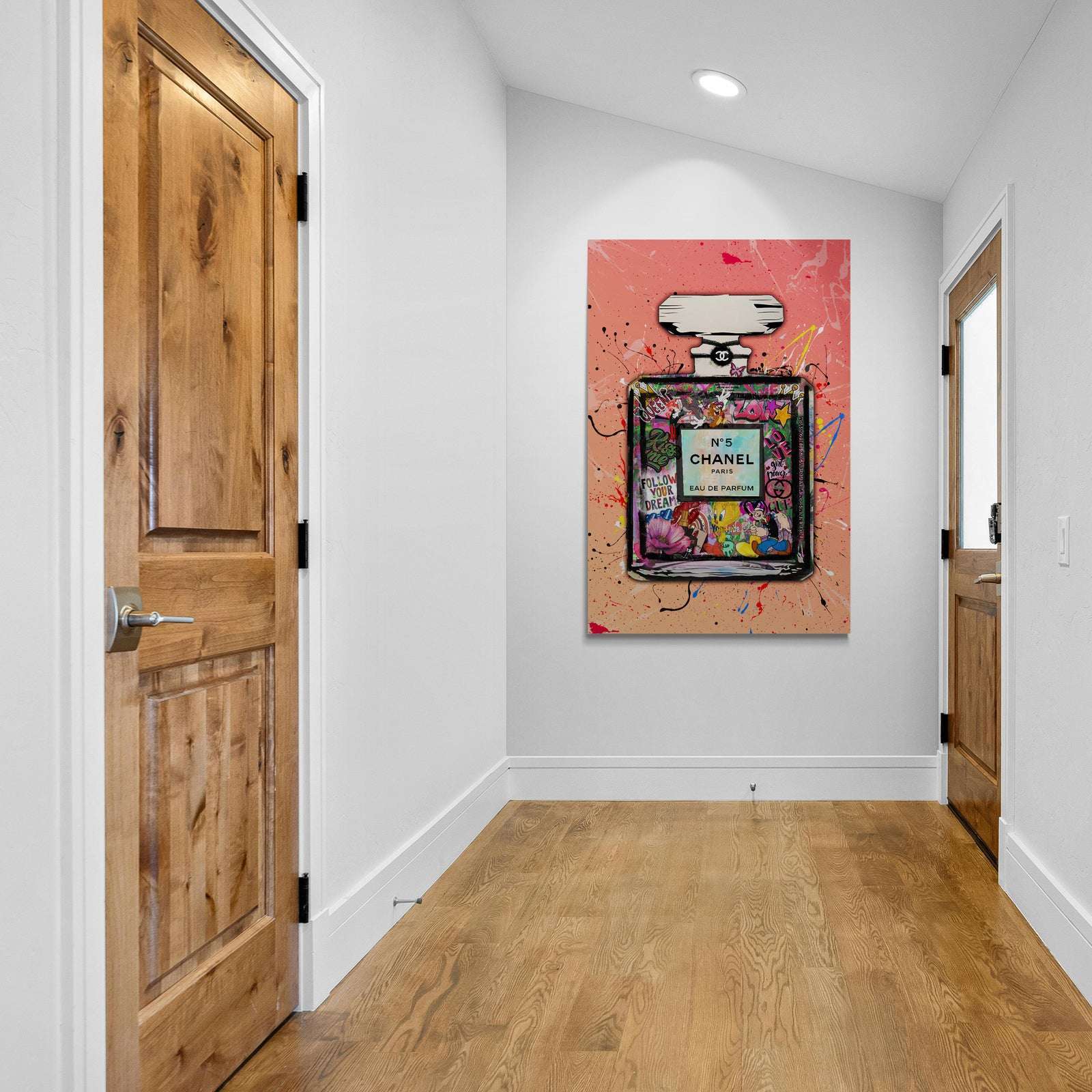 Graffiti Chanel No 5 - Pink - Magna Canvas