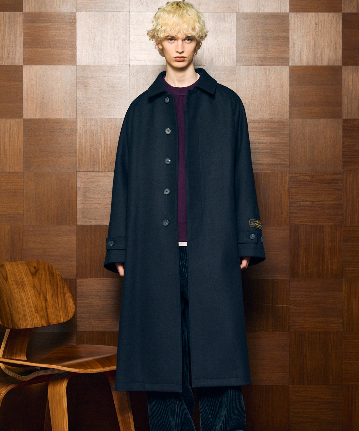 Super170s Prime-Over Melton Balmachan Coat