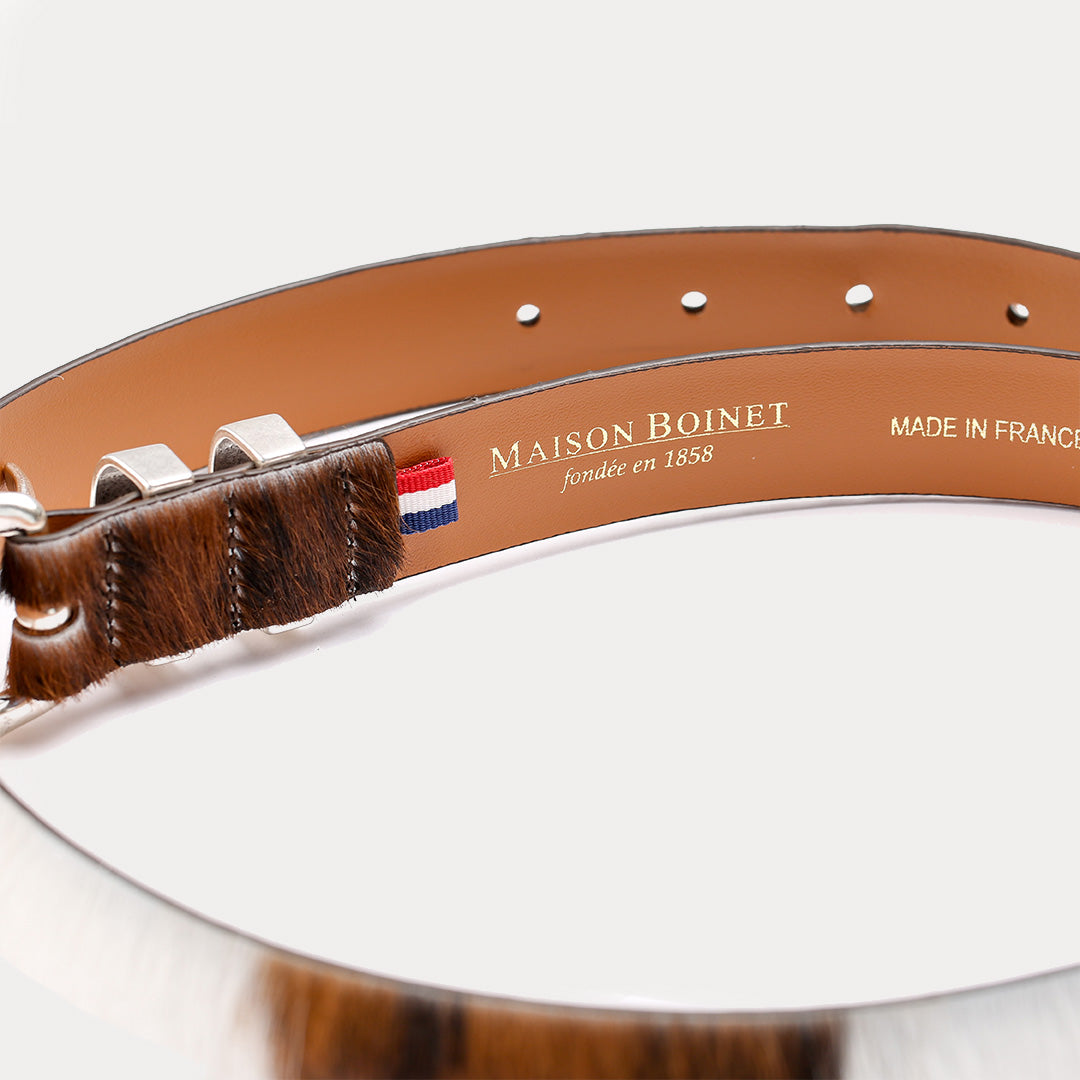 Lorraine Leather Belt in Cow Print – Luxury women's belt made in