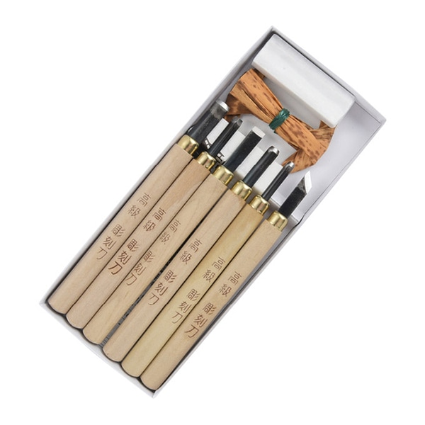 画材 『版画刀セット 木彫り用 紙箱入り 6本組 No.29-6』 彫刻王 画材