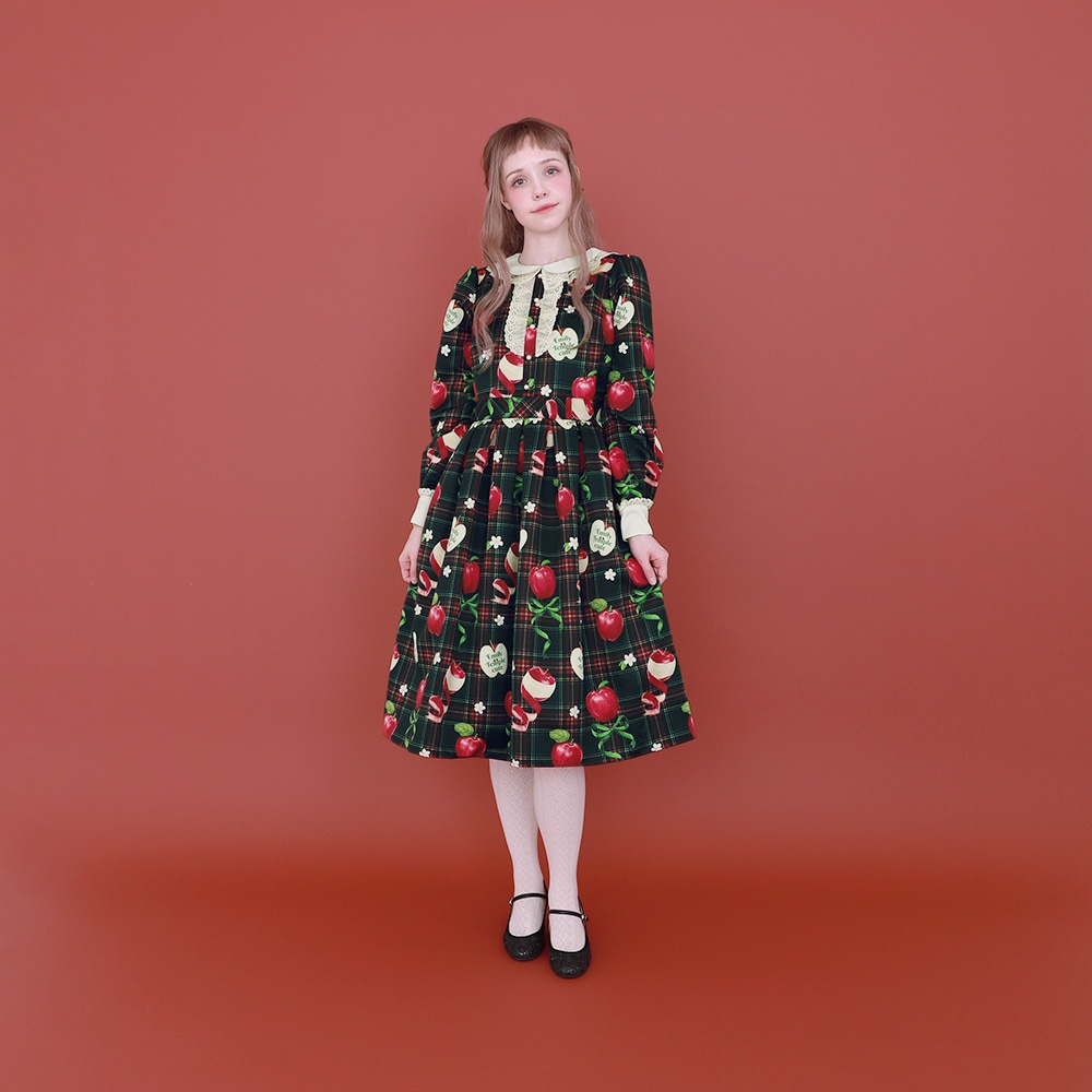 タータンRibbonAppleワンピース (Tartan Ribbon Apple dress) | ONE