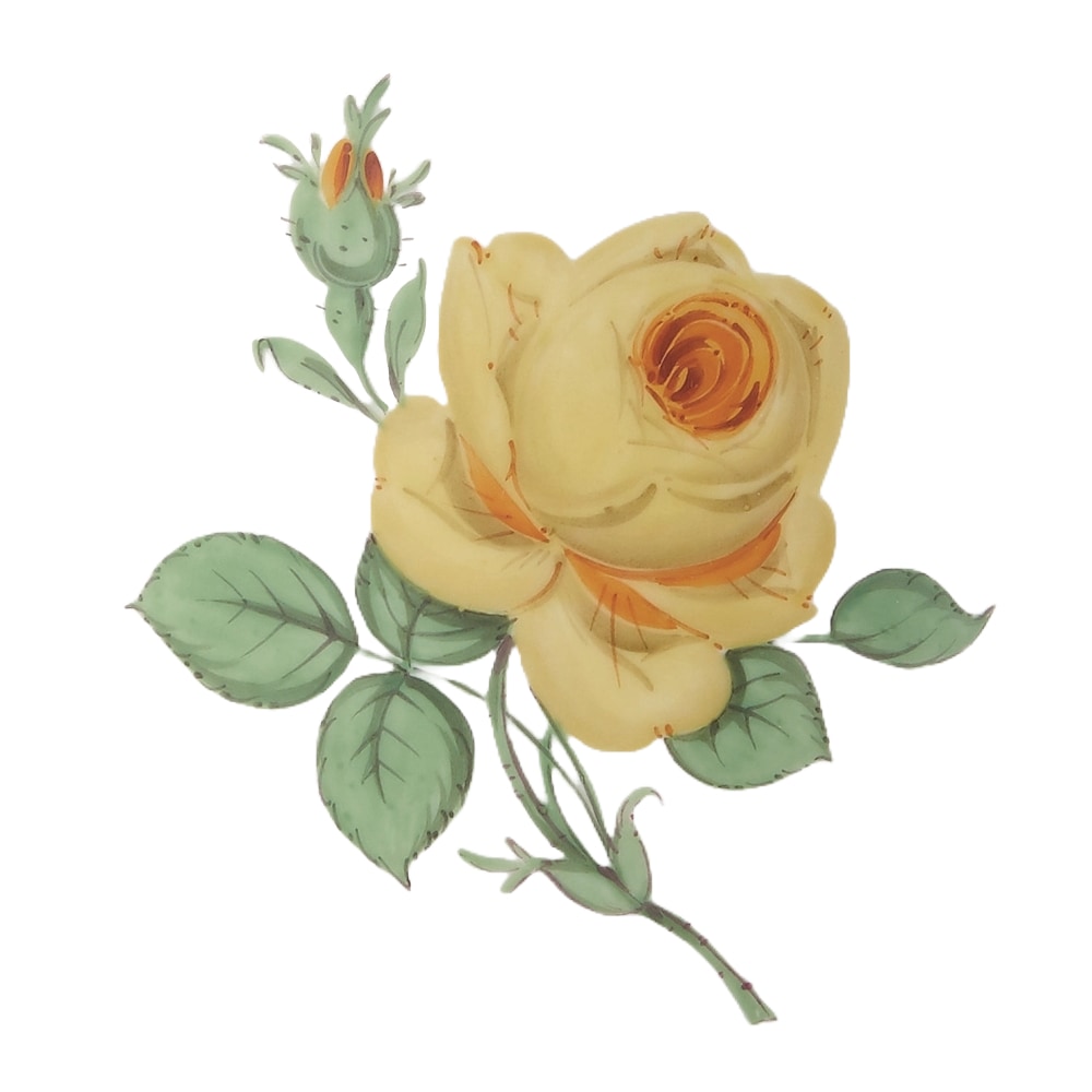 希少】マイセン 陶板 プラーク イエローローズ バラ Meissen 自然主義