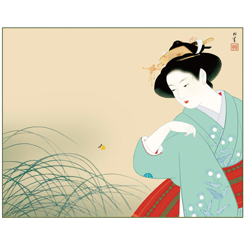 上村松園 『 新蛍 』 美人画 彩美版画複製画 限定 199／300 上村松園