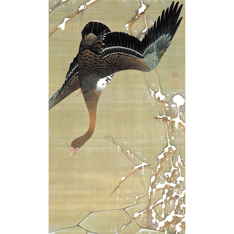伊藤若冲 動植綵絵 芦雁図 高級仕様 掛軸 美術品 インテリア 作品 複製