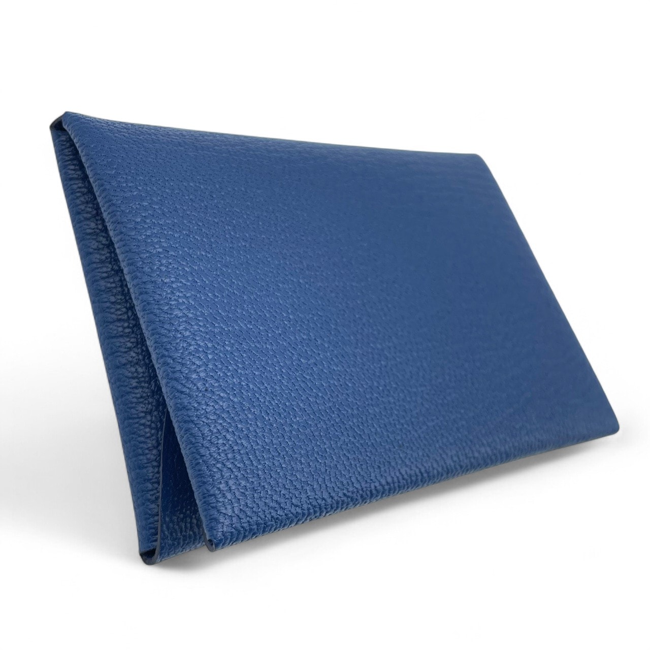 エルメス カルヴィ デュオ ディープブルー シェーブル シルバー金具 W