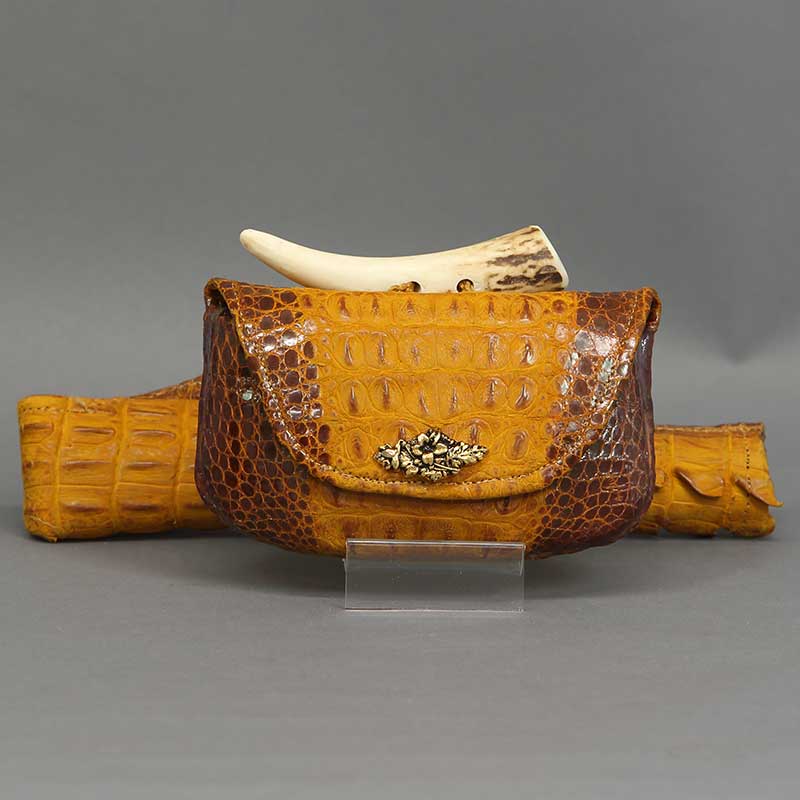叺（カマス）煙管・刻み煙草入れ【ワニ革｜背ワニ茶】祭用品専門店浅草
