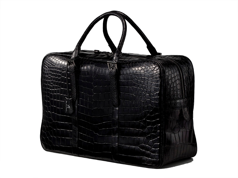 クロコダイル マット ボストンバッグ 美錠付 ブラック | バッグ,その他