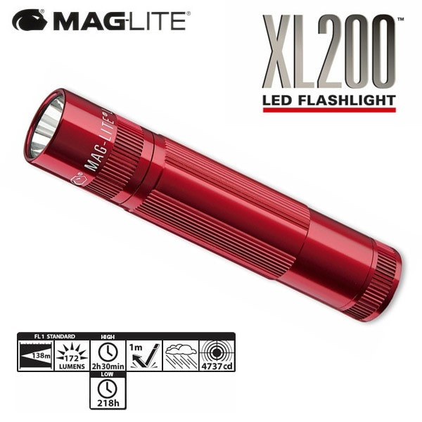 マグライト/MAGLITE 5モード LED フラッシュライト XL200 赤 懐中電灯