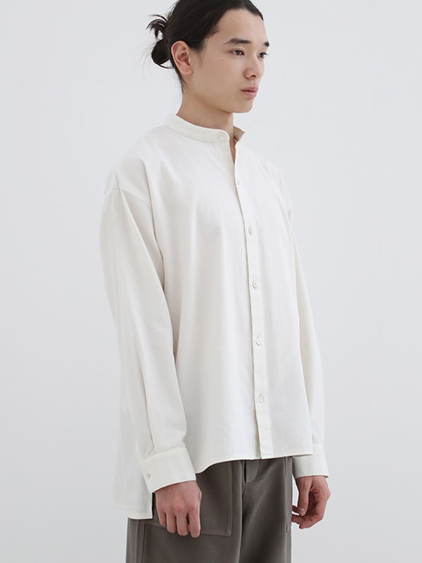 evam eva｜cotton wool band collar shirt [men's]｜men's