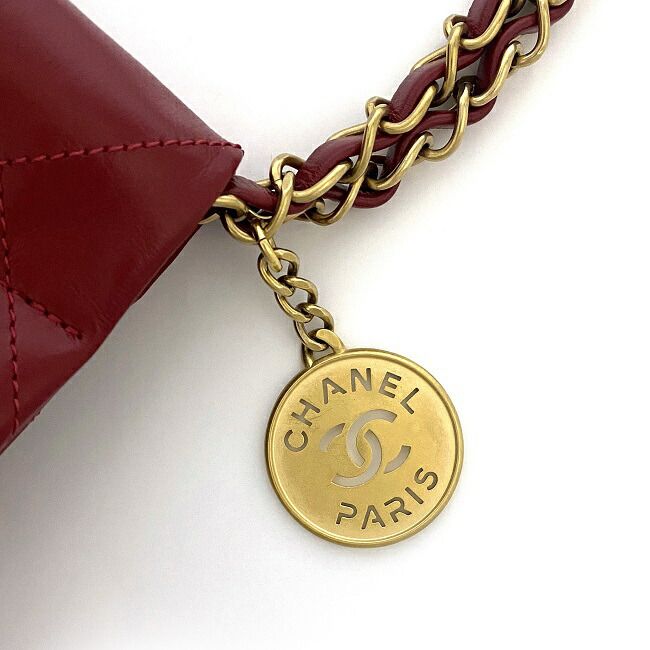 シャネル 巾着 ハンドバッグ レッド シャネル22 AS3260 美品 チェーン