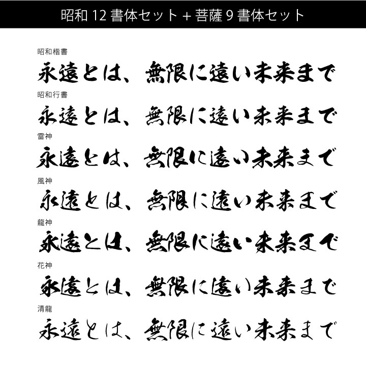 昭和12書体セット+菩薩9書体セット | 昭和書体(コーエーサインワークス