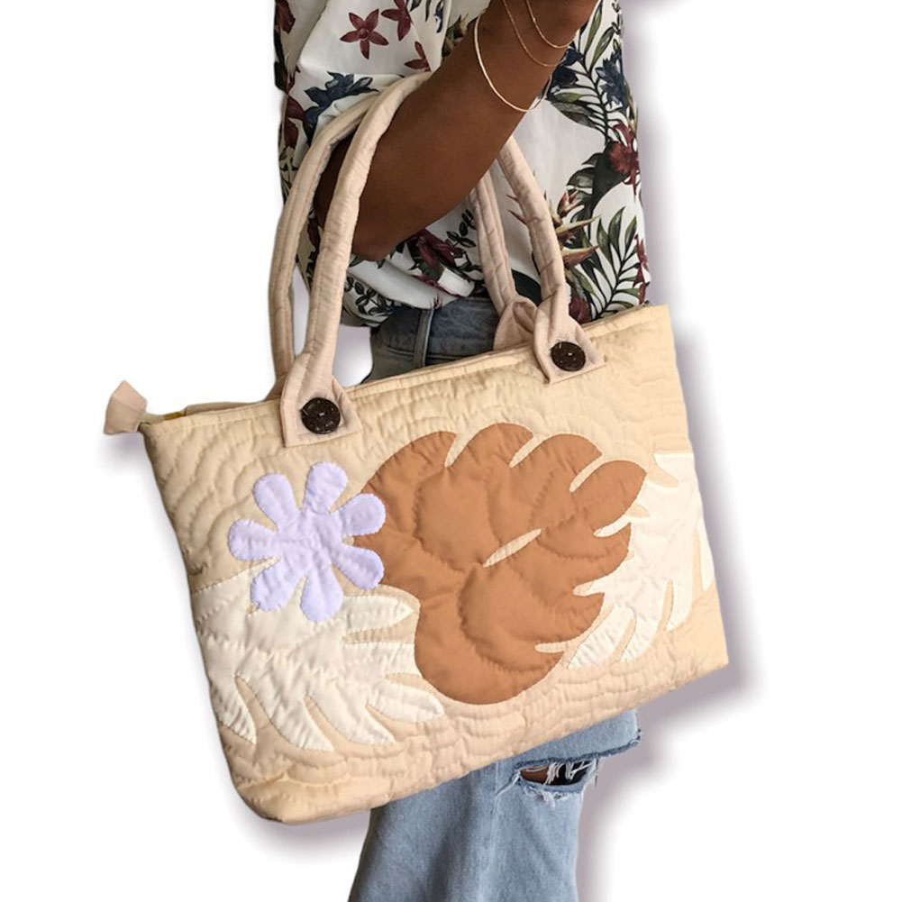 ハワイアンキルト キルトバック モンステラ柄 キルトバッグ かばん