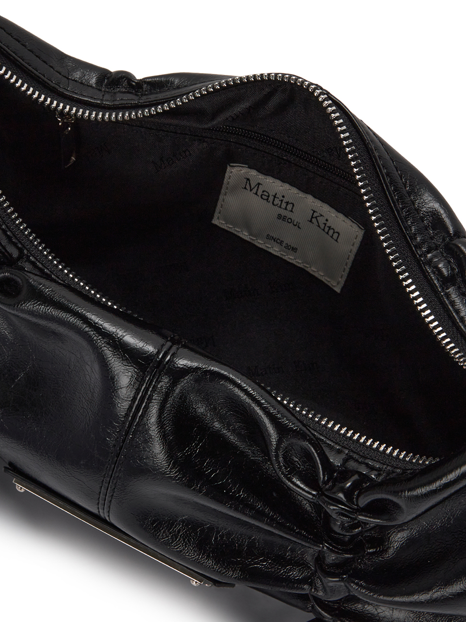 HALF SHIRRING RIBBON ROUND BAG IN BLACK – Matin Kim