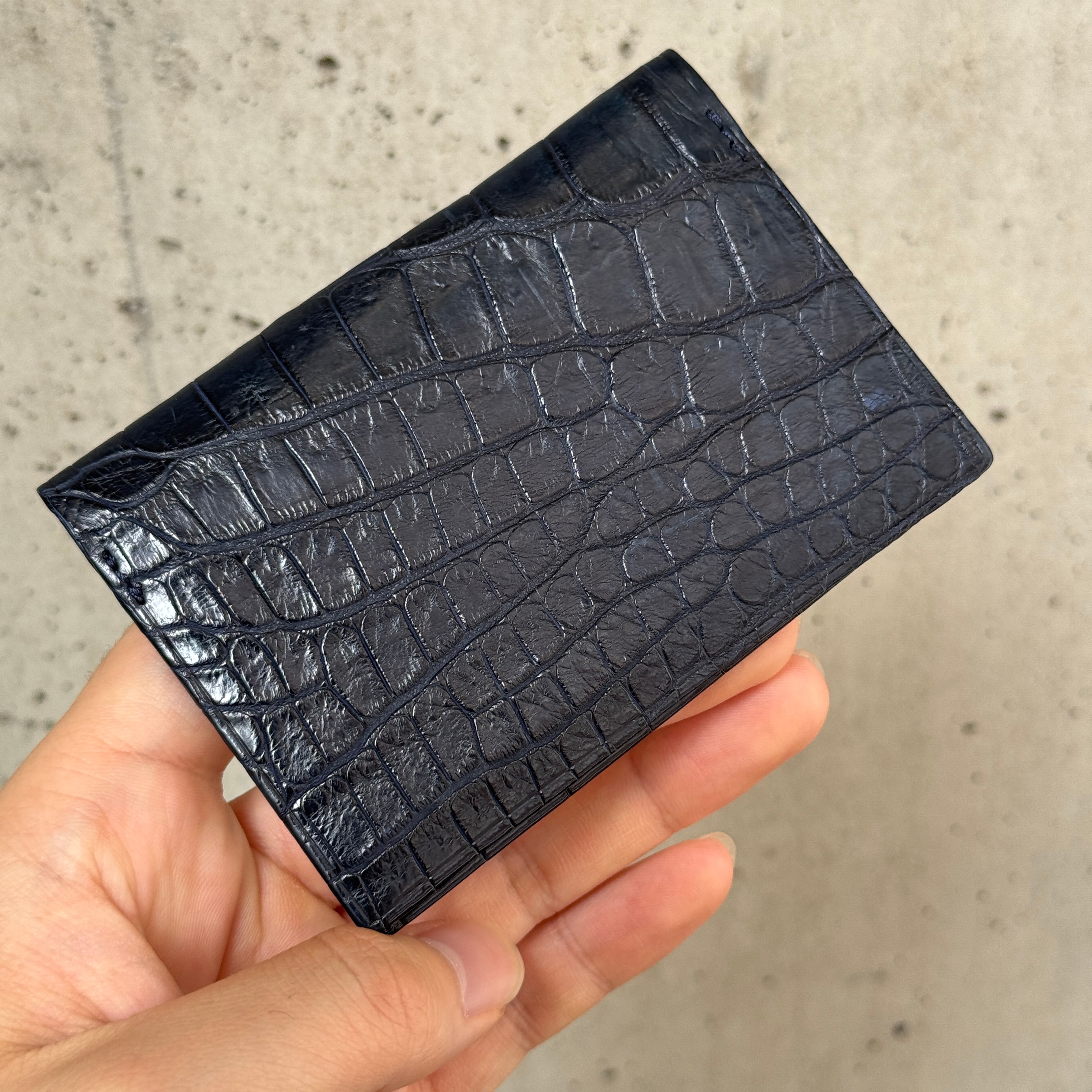 カードケース｜クロコダイル｜無双仕立て｜マットネイビー – 松下庵